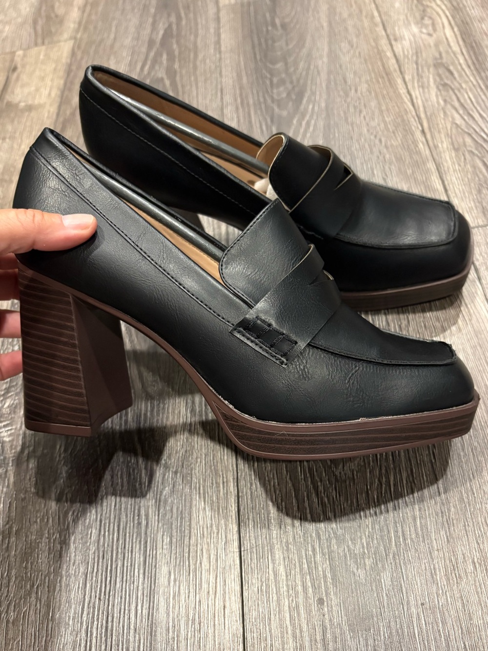 Journee Collection Black Platform Block Heel Loafers - Women
